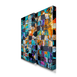 Black Chex - 2-Panel Metal Box Art Metal Box Wall Art Nancy Seiler