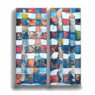 Checkerboard - 2-Panel Metal Box Art Metal Box Wall Art Nancy Seiler