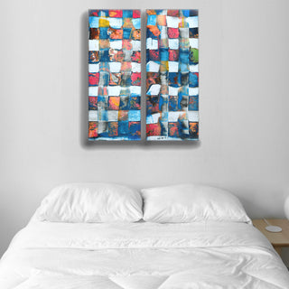 Checkerboard - 2-Panel Metal Box Art Metal Box Wall Art Nancy Seiler