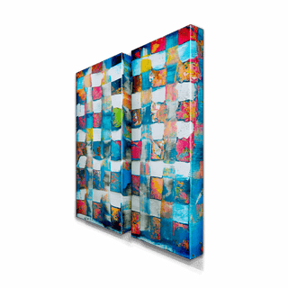 Checkerboard - 2-Panel Metal Box Art Metal Box Wall Art Nancy Seiler