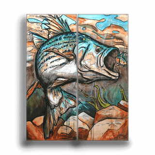 Cross Striped Bass: 2-Piece Metal Box Art Metal Box Wall Art Ed Anderson
