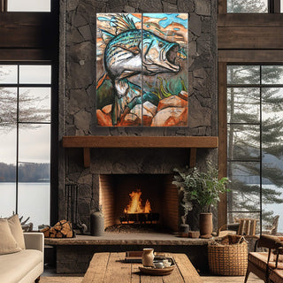Cross Striped Bass: 2-Piece Metal Box Art Metal Box Wall Art Ed Anderson