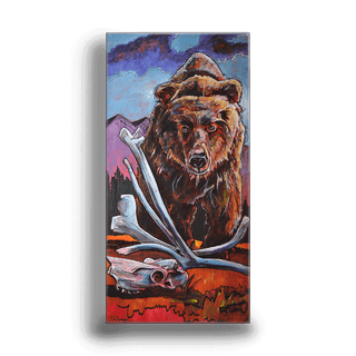 Grizzly with Caribou Skull: Metal Box Art Metal Box Wall Art Ed Anderson