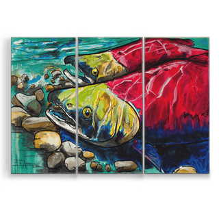 Sockeye Salmon: 3-Piece Metal Box Art Metal Box Wall Art Ed Anderson