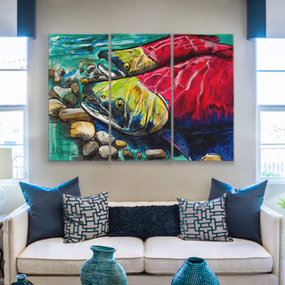Sockeye Salmon: 3-Piece Metal Box Art Metal Box Wall Art Ed Anderson