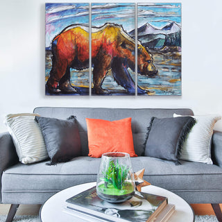 Grizzly Country: 3-Piece Metal Box Art Metal Box Wall Art Ed Anderson