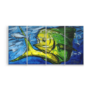 Dolphin Fish/Mahi-Mahi: 4-Piece Metal Box Art Metal Box Wall Art Ed Anderson