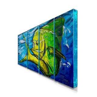 Dolphin Fish/Mahi-Mahi: 4-Piece Metal Box Art Metal Box Wall Art Ed Anderson