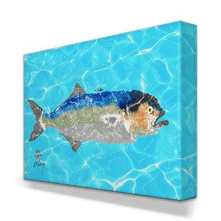 Solo Bluefish - Metal Box Art Metal Box Wall Art FishAye Trading Company