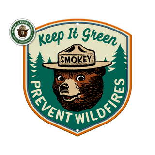 Smokey Bear Keep It Green Shield - Aluminum Shaped Wall Art Shaped Wall Art Smokey Bear