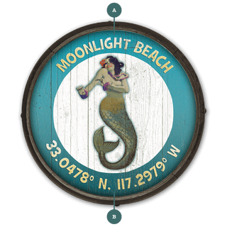 Mermaid Mystique at Moonlight (Coordinates) - Barrel End Wall Art Barrel End Wall Art Meissenburg Designs
