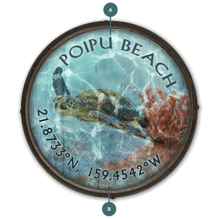 A Sea Turtle's Adventure - Barrel End Wall Art Barrel End Wall Art Meissenburg Designs