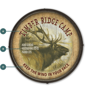 Timber Ridge Elk Camp - Barrel End Wall Art Barrel End Wall Art Marilynn Dwyer Mason