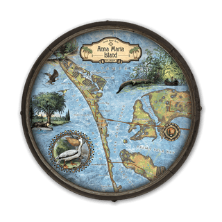 Anna Maria Island, Florida: Illustrated Map - Barrel End Wall Art Barrel End Wall Art Lisa Middleton