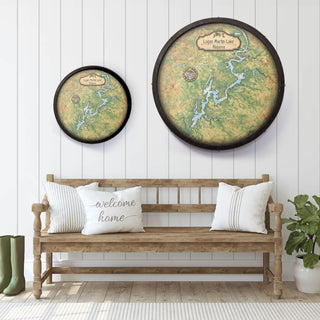 Logan Martin Lake, Alabama: Illustrated Map - Barrel End Wall Art Barrel End Wall Art Lisa Middleton