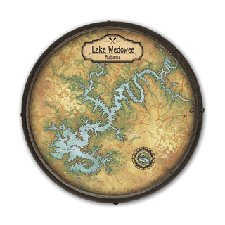 Lake Wedowee, Alabama: Illustrated Map - Barrel End Wall Art Barrel End Wall Art Lisa Middleton