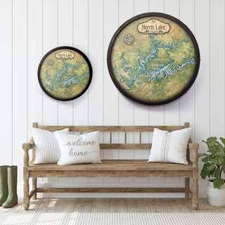 Norris Lake, Tennessee: Illustrated Map - Barrel End Wall Art Barrel End Wall Art Lisa Middleton