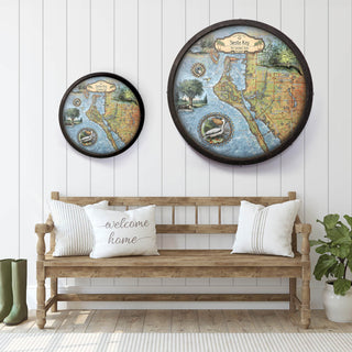 Siesta Key, Florida: Illustrated Map - Barrel End Wall Art Barrel End Wall Art Lisa Middleton