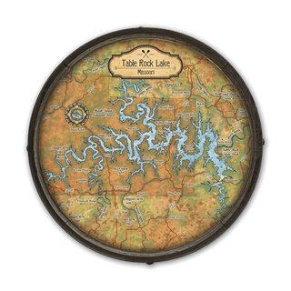 Table Rock Lake, Missouri: Illustrated Map - Barrel End Wall Art Barrel End Wall Art Lisa Middleton