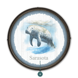Manatee Watercolor - Barrel End Wall Art Barrel End Wall Art Joanne Murphy