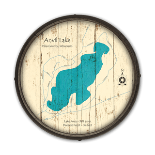 Anvil Lake, Wisconsin on a Barrel End Barrel End Wall Art Lake Art