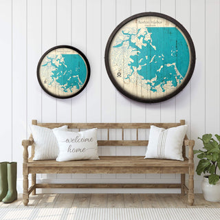 Boston Harbor, Massachusetts on a Barrel End Barrel End Wall Art Lake Art