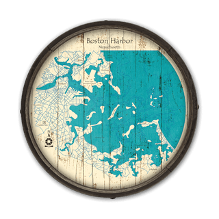Boston Harbor, Massachusetts on a Barrel End Barrel End Wall Art Lake Art