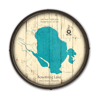 Bowstring Lake, Minnesota on a Barrel End Barrel End Wall Art Lake Art