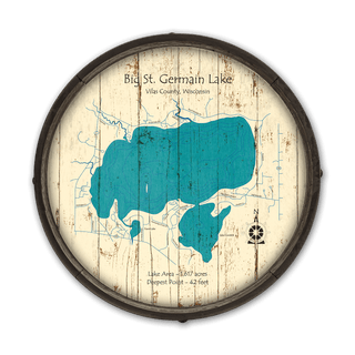 Big St. Germain Lake, Wisconsin on a Barrel End Barrel End Wall Art Lake Art