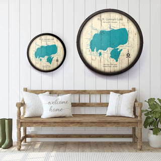 Big St. Germain Lake, Wisconsin on a Barrel End Barrel End Wall Art Lake Art