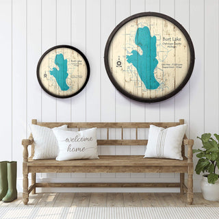 Burt Lake, Michigan on a Barrel End Barrel End Wall Art Lake Art