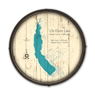 Cle Elum Lake, Washington on a Barrel End Barrel End Wall Art Lake Art