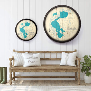 Chisago Lake, Minnesota on a Barrel End Barrel End Wall Art Lake Art