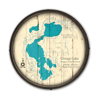 Chisago Lake, Minnesota on a Barrel End Barrel End Wall Art Lake Art