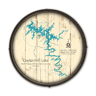Center Hill Lake, Tennessee on a Barrel End Barrel End Wall Art Lake Art