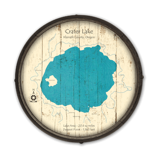 Crater Lake, Oregon on a Barrel End Barrel End Wall Art Lake Art