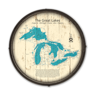 The Great Lakes on a Barrel End Barrel End Wall Art Lake Art