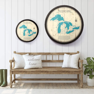 The Great Lakes on a Barrel End Barrel End Wall Art Lake Art