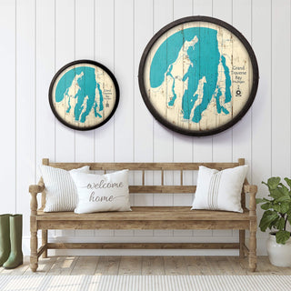 Grand Traverse Bay, Michigan on a Barrel End Barrel End Wall Art Lake Art