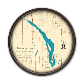 Harrison Lake, British Columbia on a Barrel End Barrel End Wall Art Lake Art