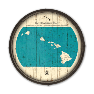 The Hawaiian Islands on a Barrel End Barrel End Wall Art Lake Art