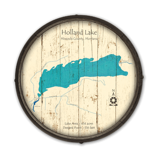 Holland Lake, Montana on a Barrel End Barrel End Wall Art Lake Art