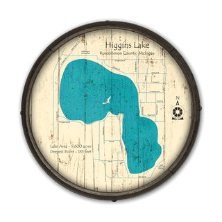 Higgins Lake, Michigan on a Barrel End Barrel End Wall Art Lake Art