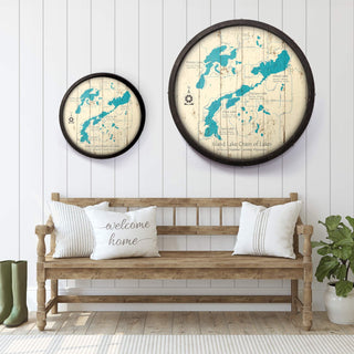 Island Lake Chain of Lakes, Wisconsin on a Barrel End Barrel End Wall Art Lake Art