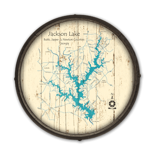 Jackson Lake, Georgia on a Barrel End Barrel End Wall Art Lake Art