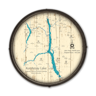 Kootenay Lake, British Columbia on a Barrel End Barrel End Wall Art Lake Art