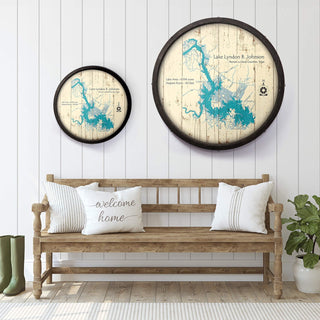 Lake Lyndon B. Johnson, Texas on a Barrel End Barrel End Wall Art Lake Art