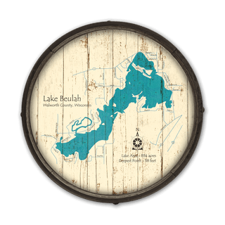 Lake Beulah, Wisconsin on a Barrel End Barrel End Wall Art Lake Art