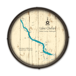 Lake Chelan, Washington on a Barrel End Barrel End Wall Art Lake Art