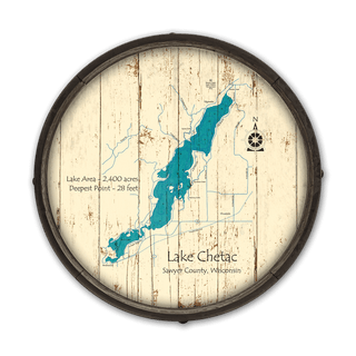 Lake Chetac, Wisconsin on a Barrel End Barrel End Wall Art Lake Art